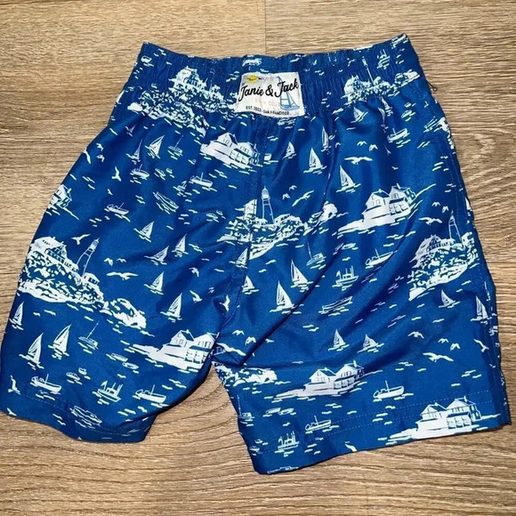Janie and Jack swimsuit shorts trunks toddler boy sailboats - Picture 3 of 7